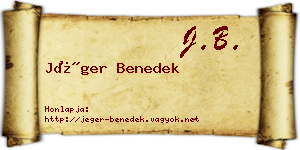 Jéger Benedek névjegykártya